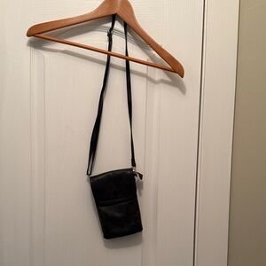 Befen Black Leather Crossbody Bag for a cell phone